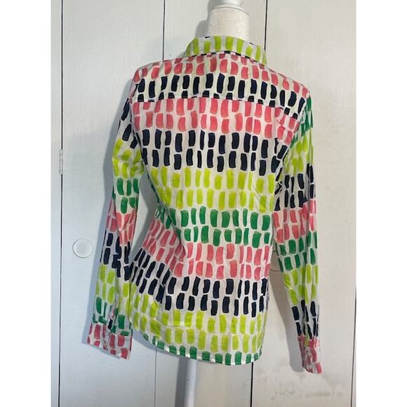 Crown & Ivy Women's Size Large Multi-Color Button Up Blouse 100% Cotton - Picture 2 of 4